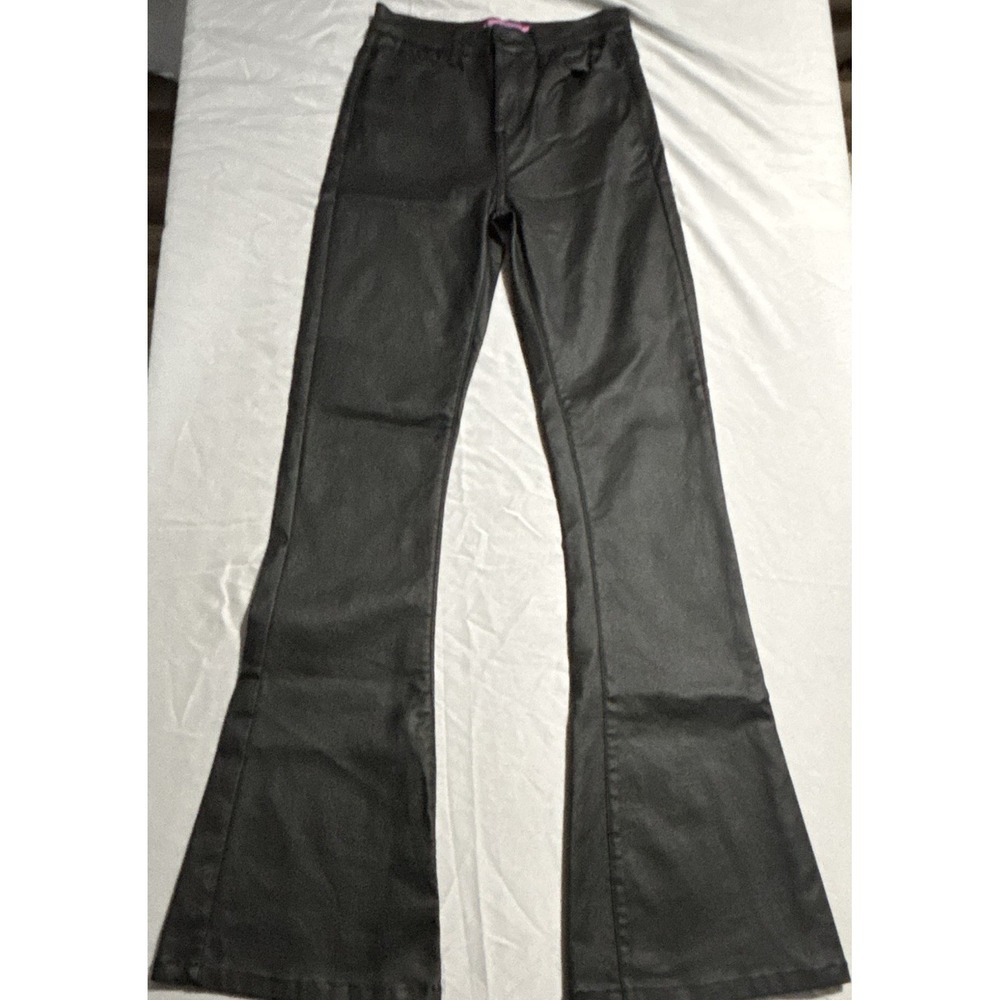 Black Faux Leather Flared Jeans Edikited size small